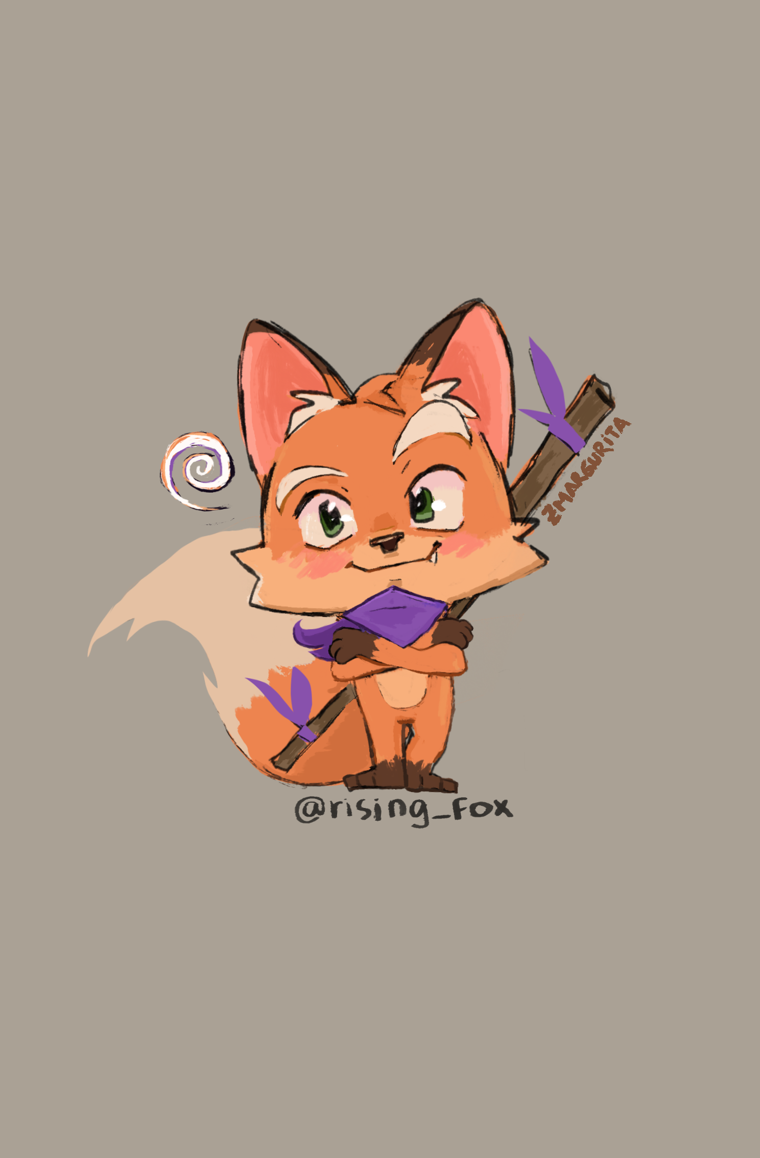 A cute illustration of Nyx with a purple scarf
